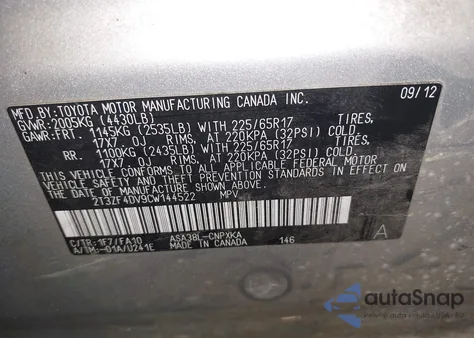 2012 Toyota Rav4 from USA, damaged, VIN 2T3ZF4DV9CW144522
